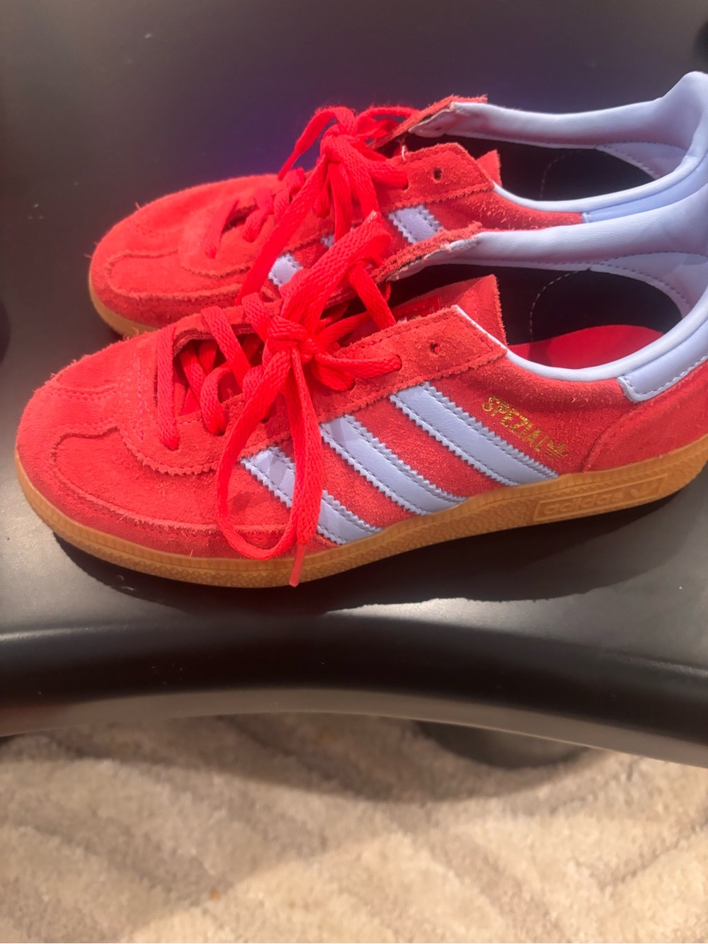 adidas Spezial Suede Sneakers in Red with White Stripes
